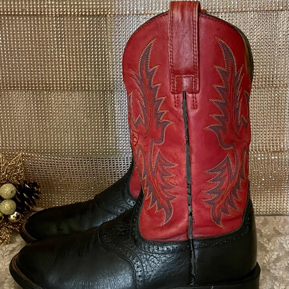 🔥🔥🔥Men’s Ariat RED Leather Cowboy Western Boots Sz 8D - Picture 4 of 7
